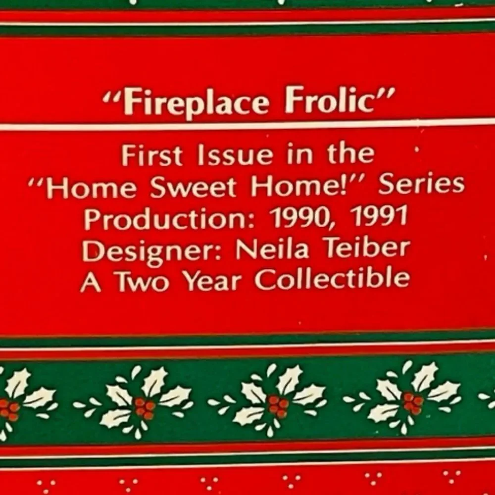 1990 1991 Enesco Mouse Mice Fireplace Frolic Christmas Ornament Home Sweet Home